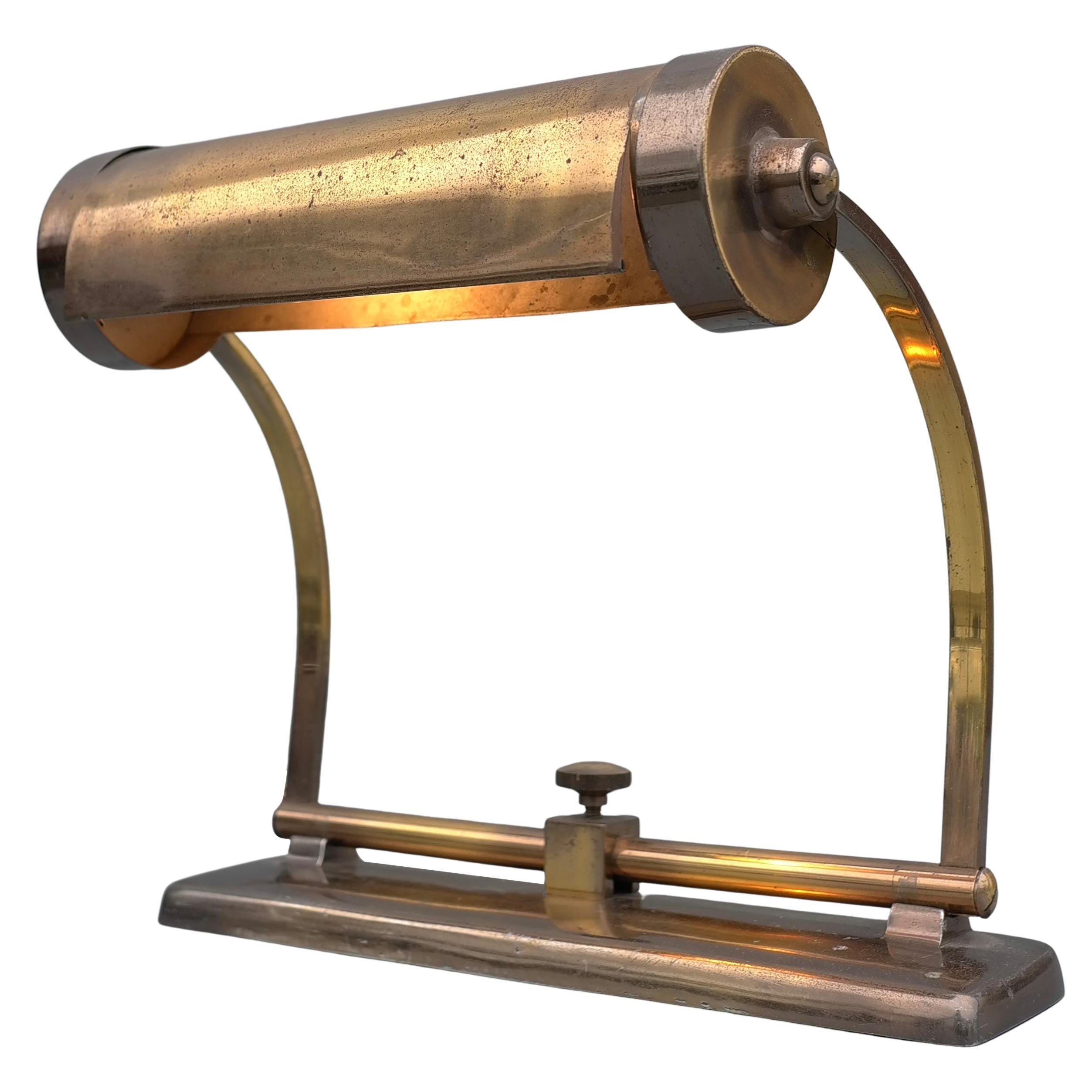 Brass Industrial Adjustable Desk or Table Lamp, Art Deco, France, 1930's For Sale