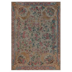 Authentic 19th Century French Savonnerie Botanic Fragment Rug