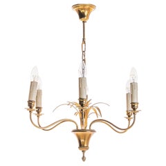 Vintage 1970’s Brass Chandelier In style of Maison Charles