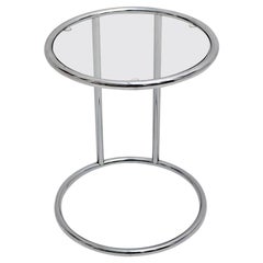 Modernist Chromed Metal Clear Glass Vintage Side Table Italy 1980s