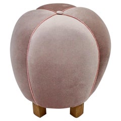 Art Deco Pink Mauve Beech Velvet Vintage Pouf Ottoman Stool 1930s Austria