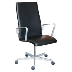 Fritz Hansen Oxford Classic Highback Black Leather Office Armchair