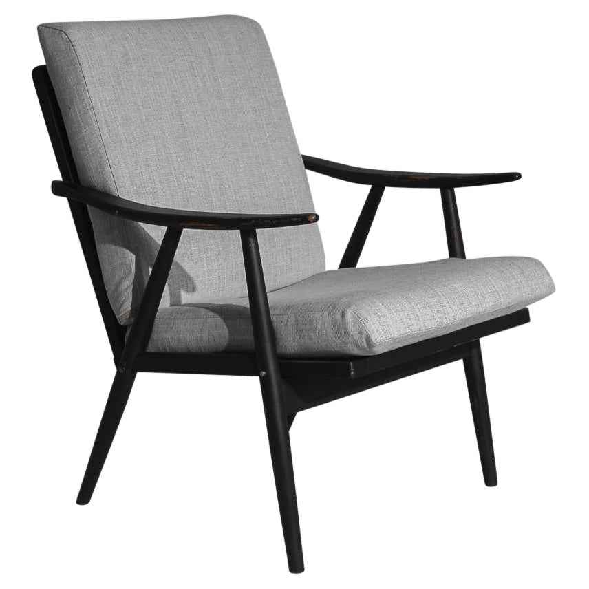 1960s Czechoslovakian Upholstered Wooden Armchair by TON