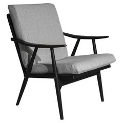 Retro 1960s Czechoslovakian Upholstered Wooden Armchair by TON