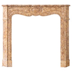 Louis XV Style Brocatello Marble Pompadour Fireplace