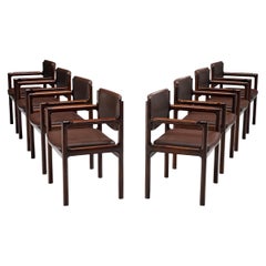 Vintage Danish Set of Eight Armchairs in Stained Mahogany