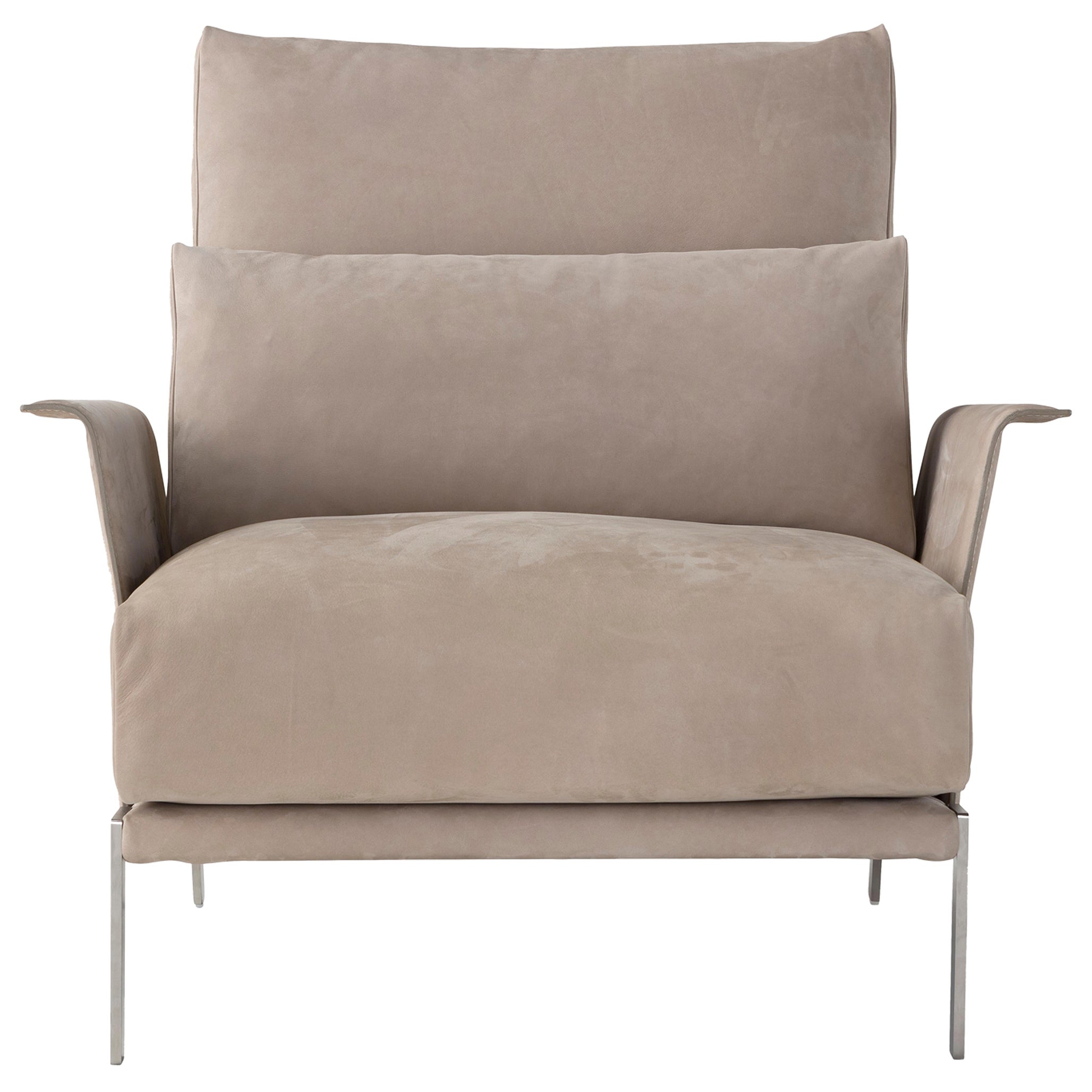 Amura "New Link" Armchair in Tan Leather by Marconato & Zappa For Sale
