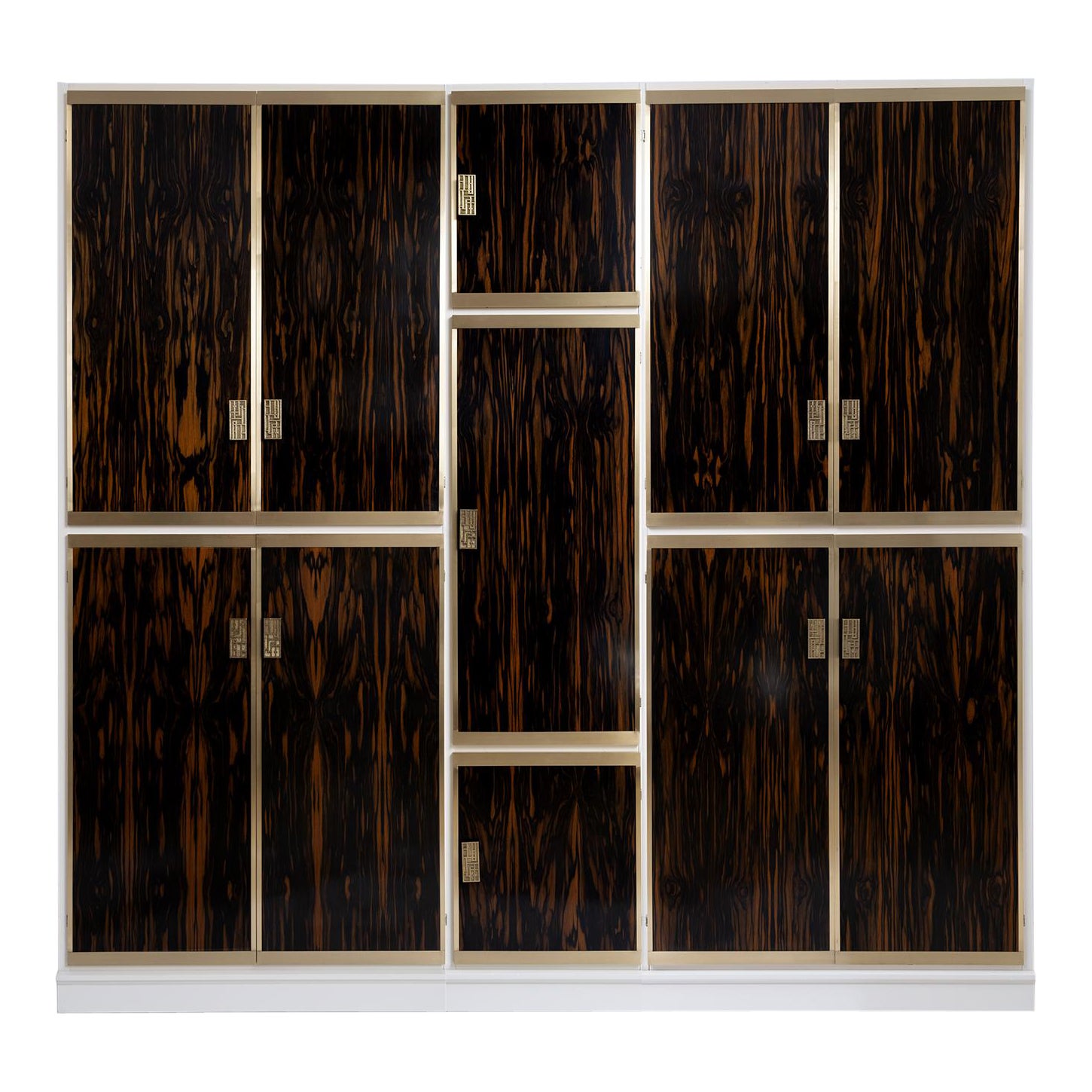 Armoire italienne moderne mi-siècle en laiton et macassar de Luciano Frigerio, 1970