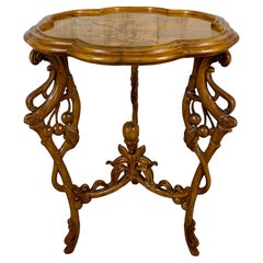 Used Art Nouveau Marquetry Corner Table 