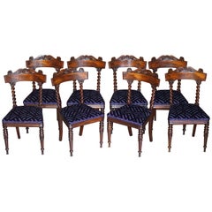 Eight Stunning Antique Victorian Hardwood Dining Chairs with Barley Twist Backs