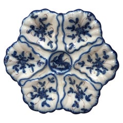 French Blue and White Faience Oyster Plate Moustiers Style, circa 1940
