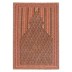 Majestic Antique Persian Senneh Kilim Prayer Rug. 4 ft x 5 ft 10 in 