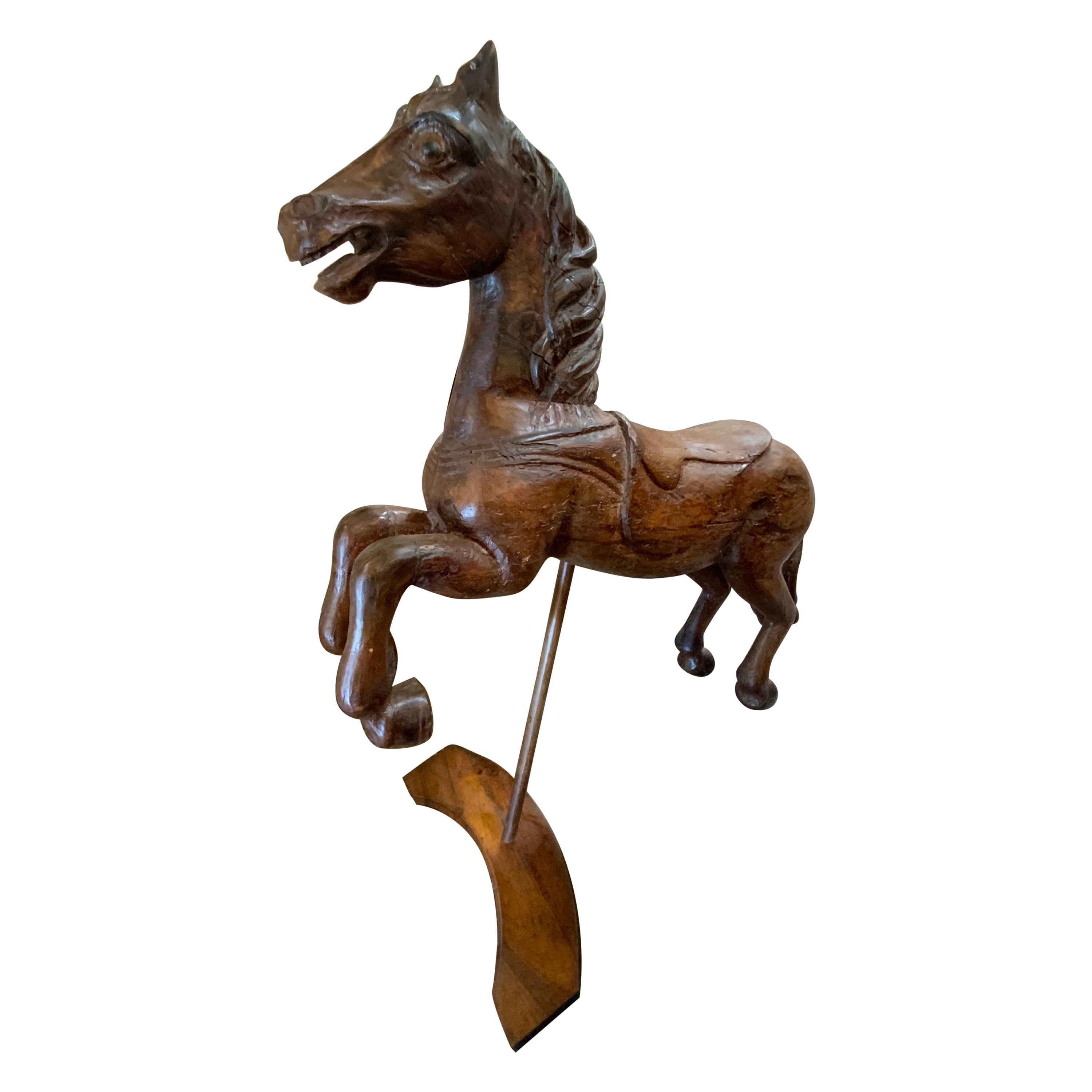19th Century Hand-carved Oak Stallion