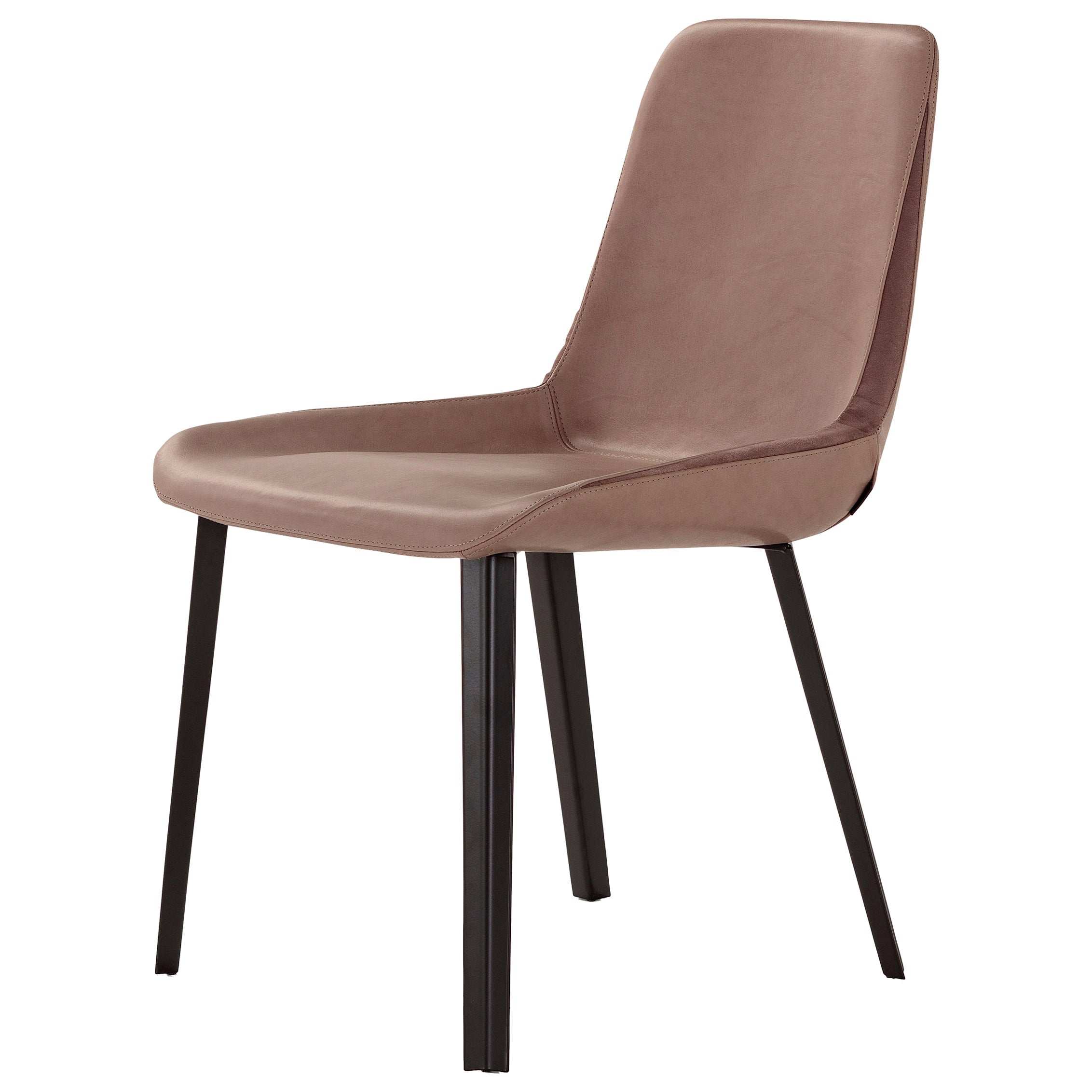 Amura 'Panis' Side Chair in Brown Leather by Emanuel Gargano & Anton Cristell For Sale