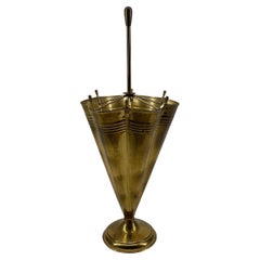 Patinated Cone Modernist Umbrella Stand Brass Style, Italy 1950s
