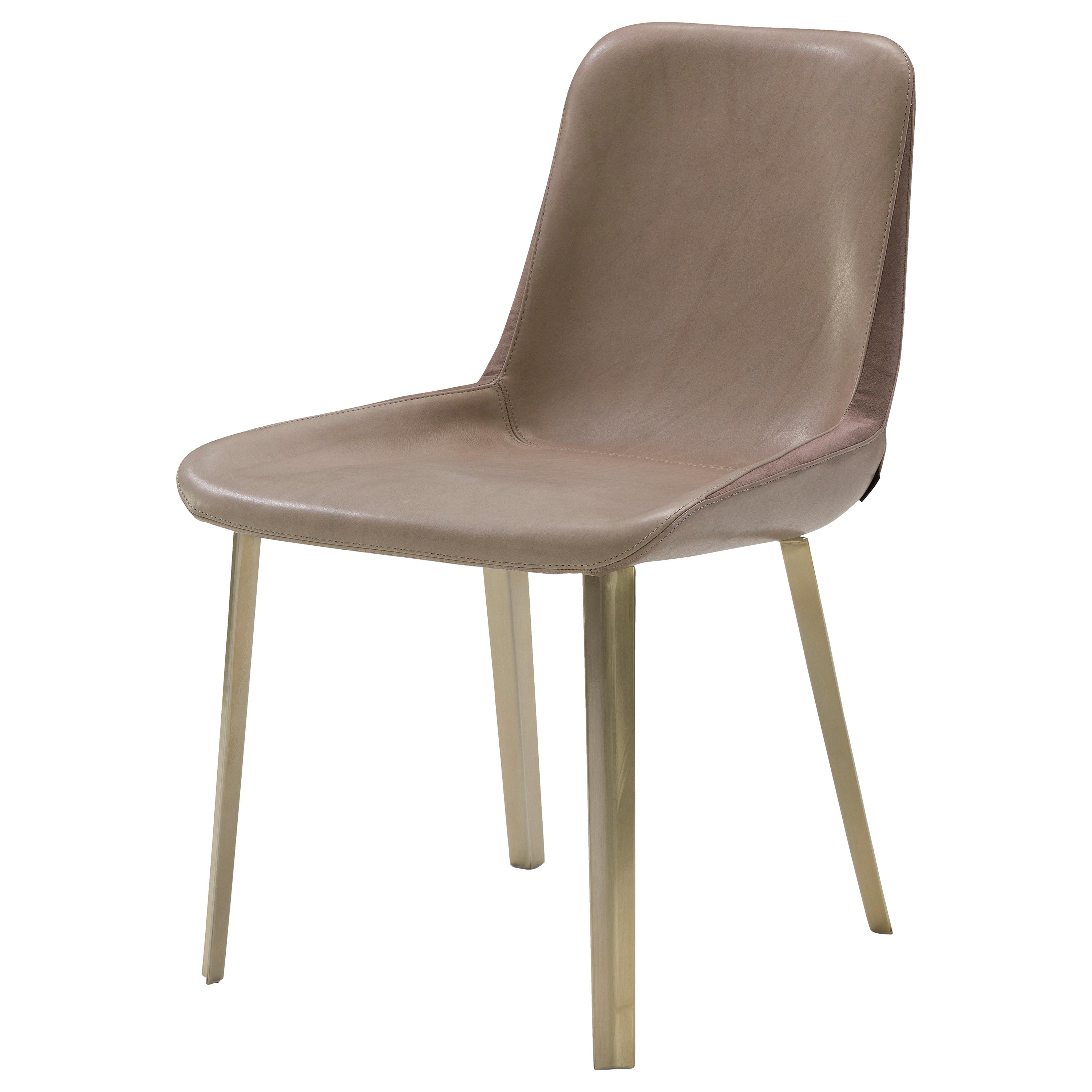 Amura 'Panis' Side Chair in Leather and Metal, Emanuel Gargano & Anton Cristell For Sale