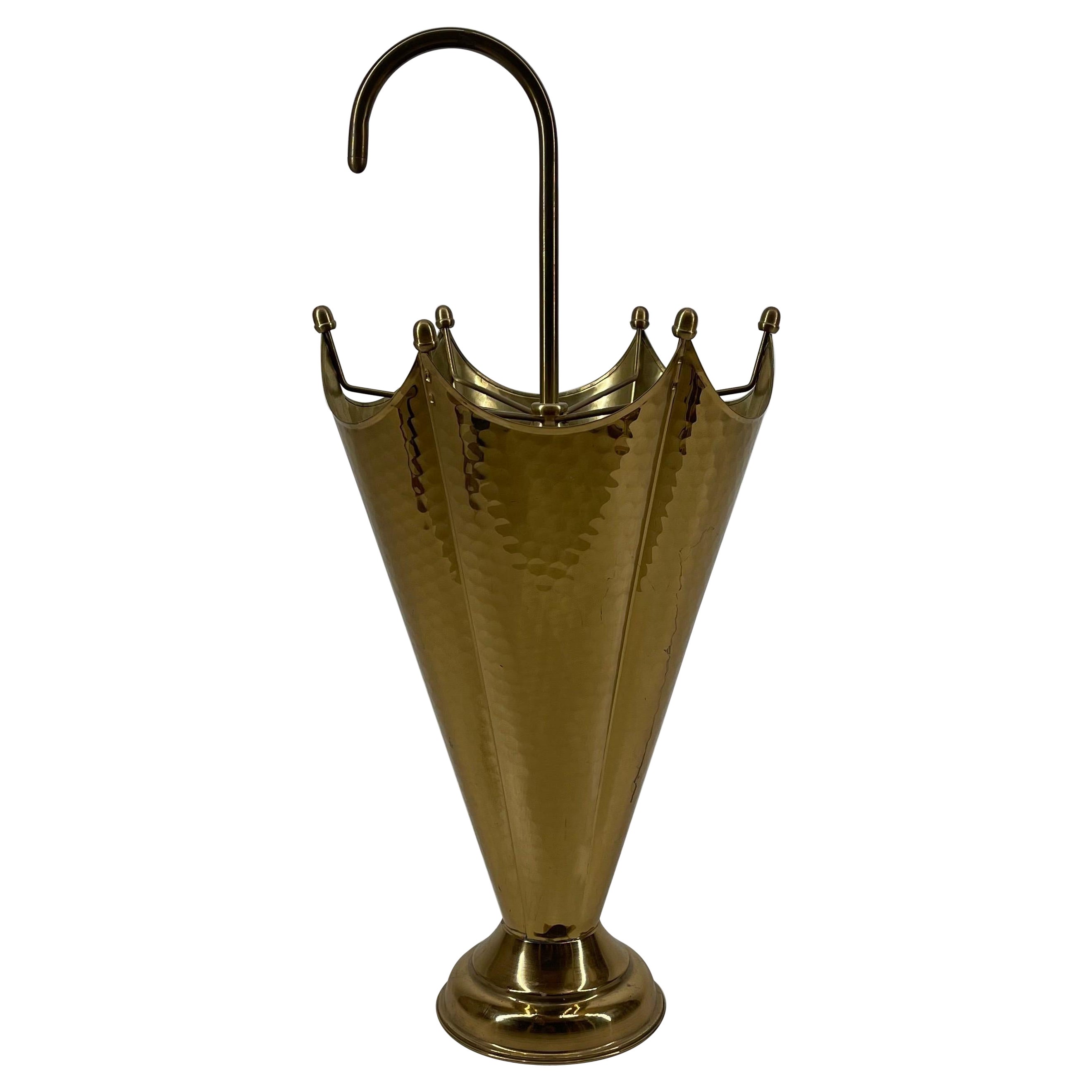 Modernist Statement Umbrella Stand Brass, Italy, 1950s For Sale