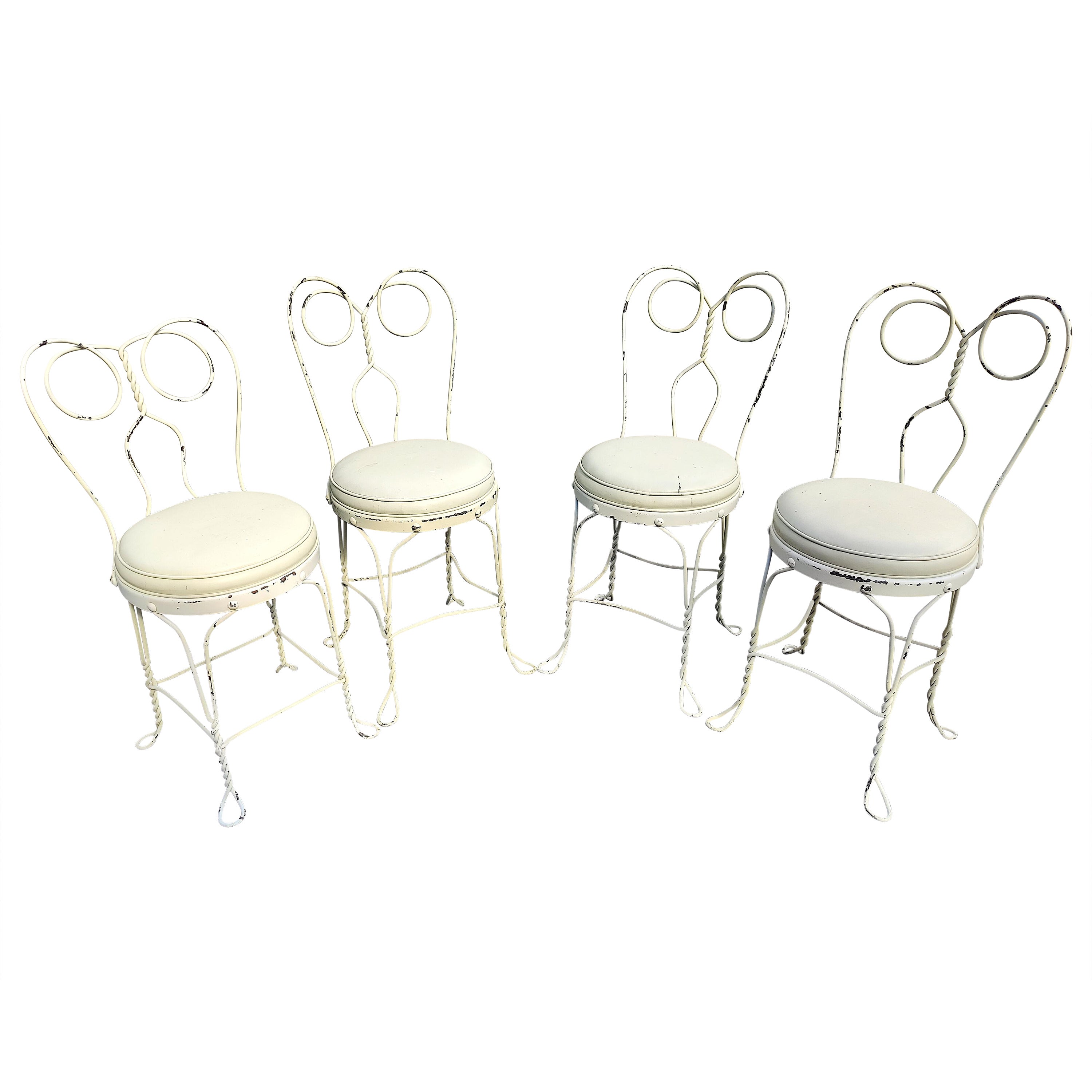 Fauteuils de salon crème glacée vintage en vente