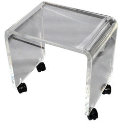 Retro Mid-Century Modern Lucite Stool, Vanity Stool, Bench on Casters