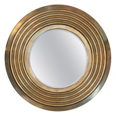 Large Round Mirror in Silver Leaf