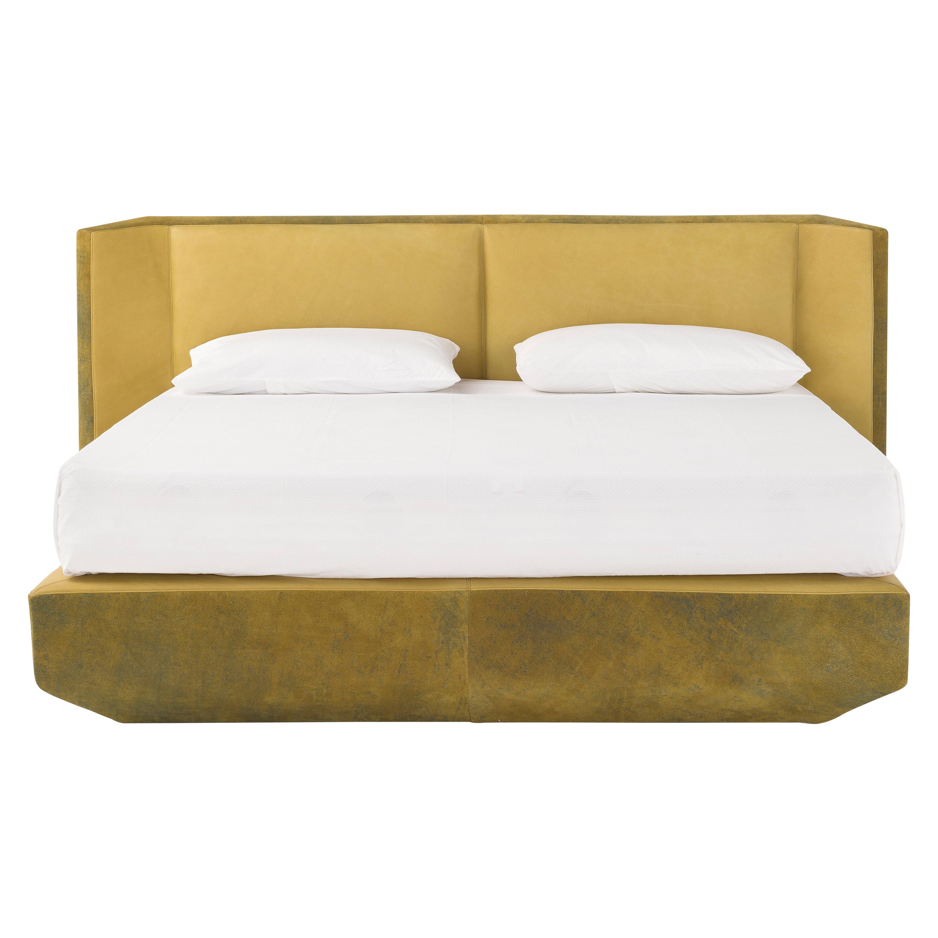 Amura 'Panis' Bed in Yellow Leather by Emanuel Gargano For Sale
