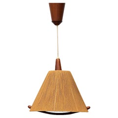 Fog and Morup Pendelleuchte aus Teakholz und Saum von Ib Fabiansen, 1960er Jahre