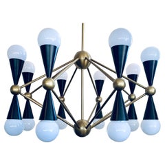 Jonathan Adler Black and Brass Caracas Sixteen-Light Chandelier