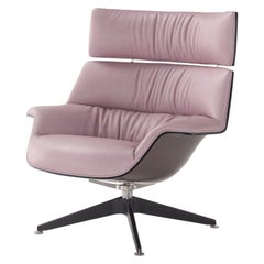 Saint Luc 'Coach 2' Lounge Chair in Pink Leather with Headrest by J.M. Massaud