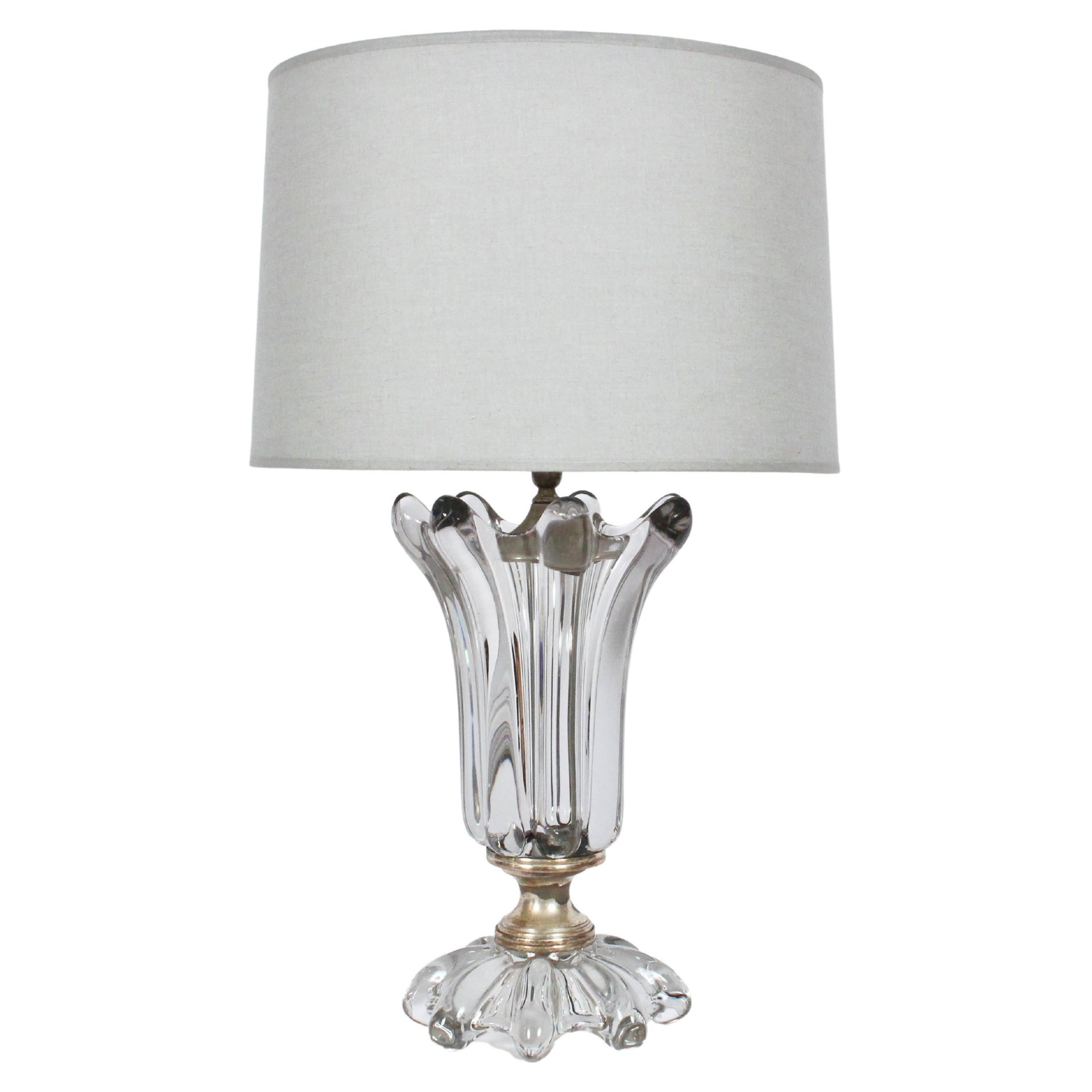 Art Vannes French Crystal Table Lamp, circa 1950 For Sale