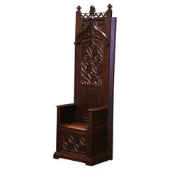 19th Century French Carved Oak Renaissance Altar Throne Chair Bench