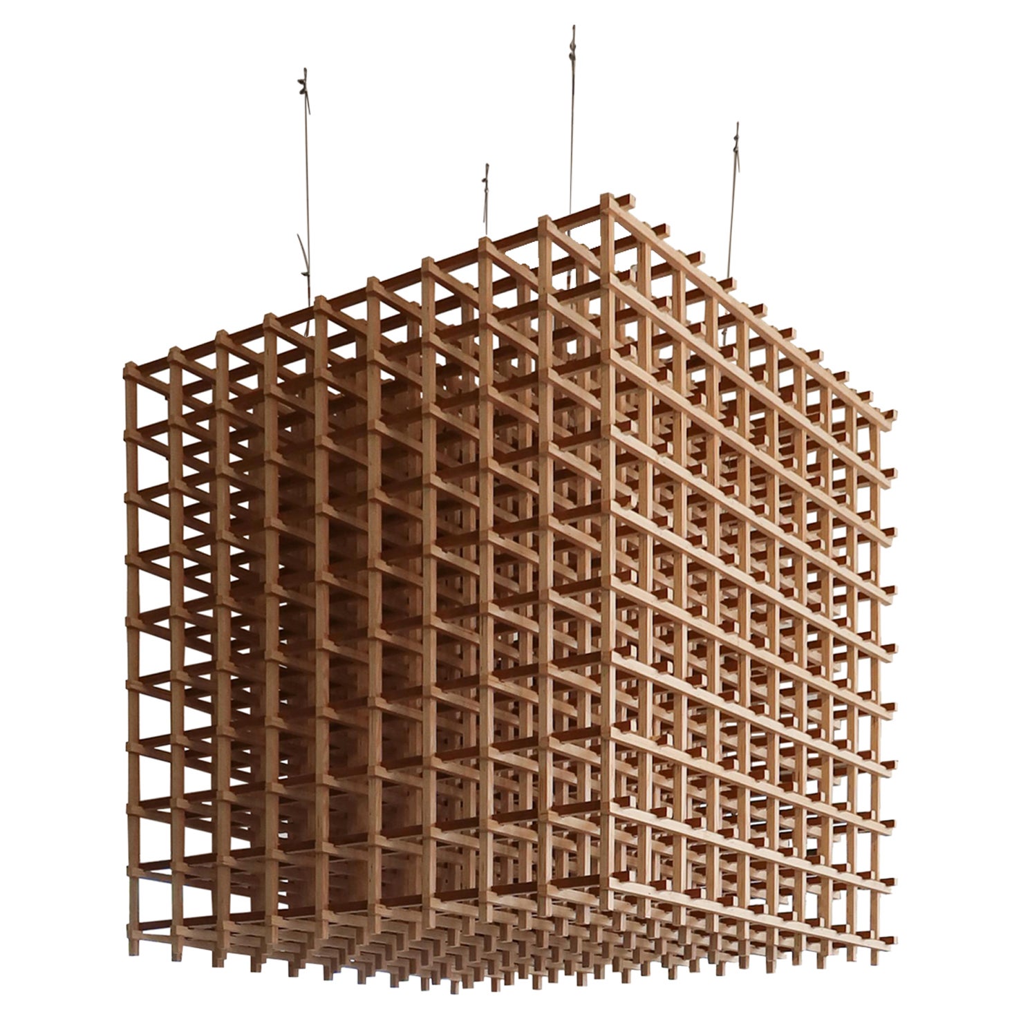 Massive Wooden Ceiling Pendant, Unique Design Piece For Sale