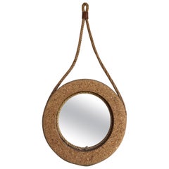 Mid-Century Cork & Rope Mirror Adrien Audoux & Frida Minet