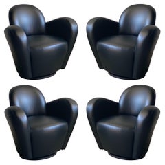 1990s Vintage Preview Wrap Around Barrel Swivel Chairs, Set of 4 