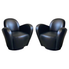 1990s Vintage Preview Wrap Around Barrel Swivel Chairs, Set of 2