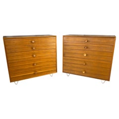 Pair of 1950s George Nelson for Herman Miller Walnut Dressers w/ Cupcake Pulls