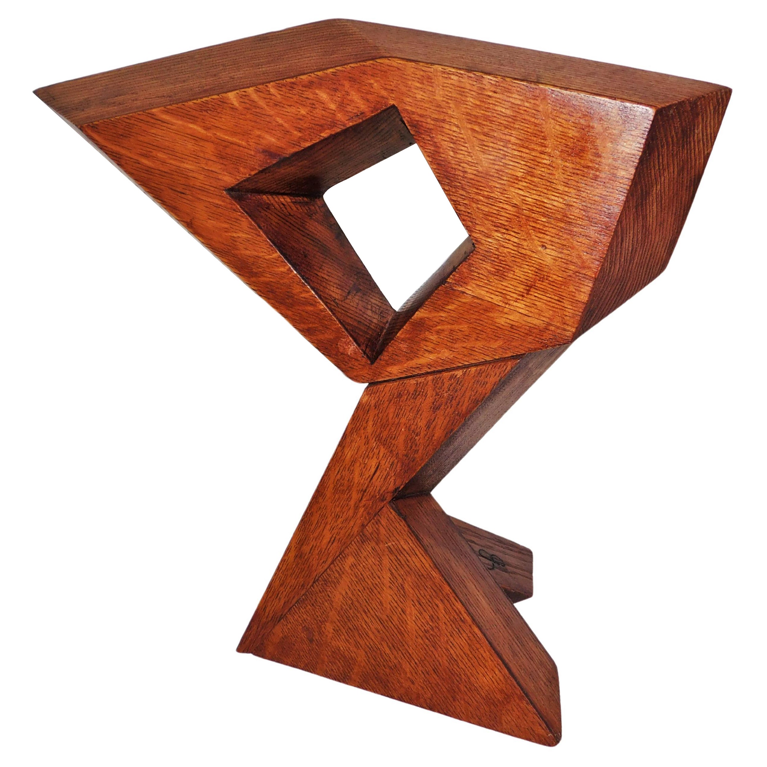 Contemporary Signed Modern Abstract Constructivist Styled Wooden Oak Sculpture