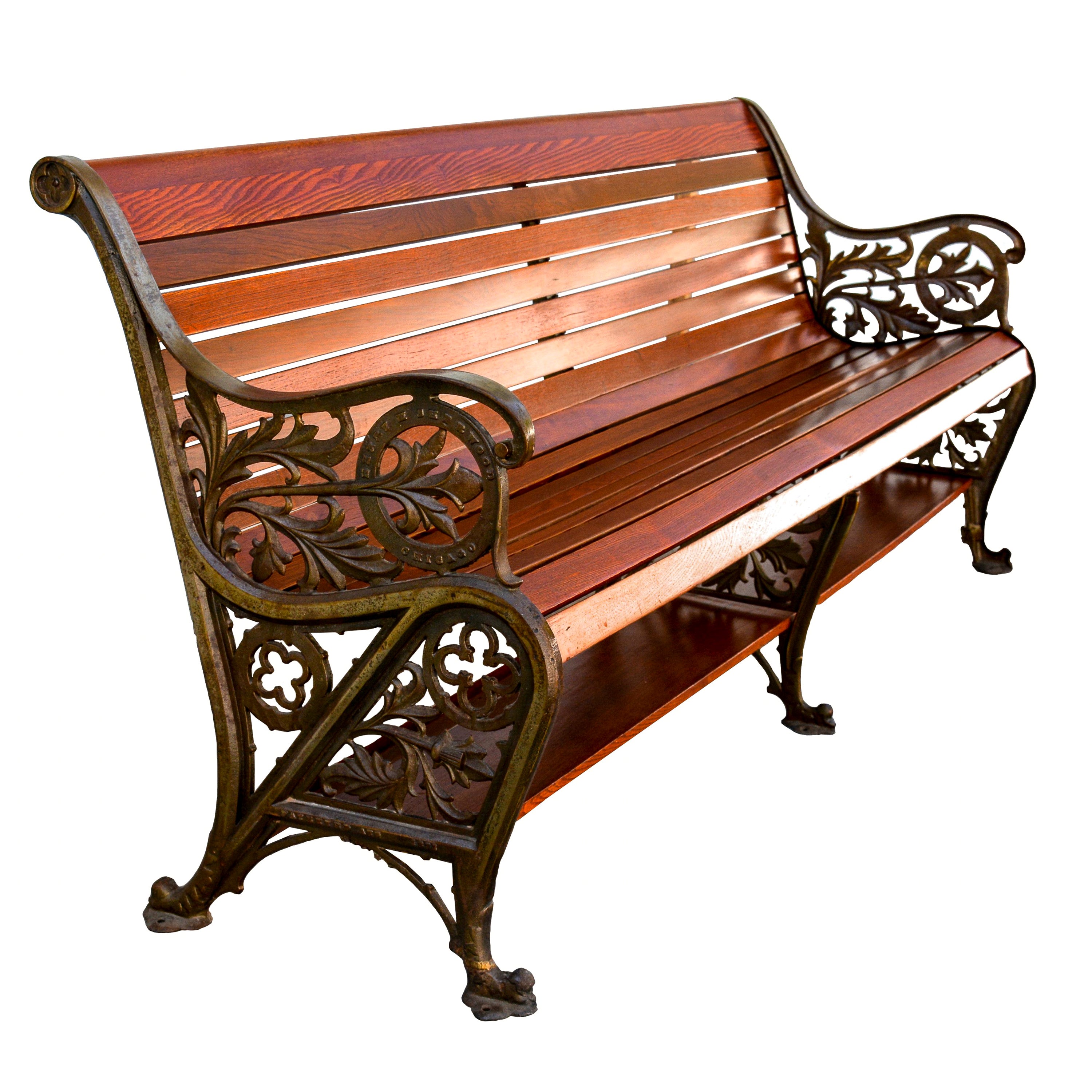 Oak and Steel Bench, 1900