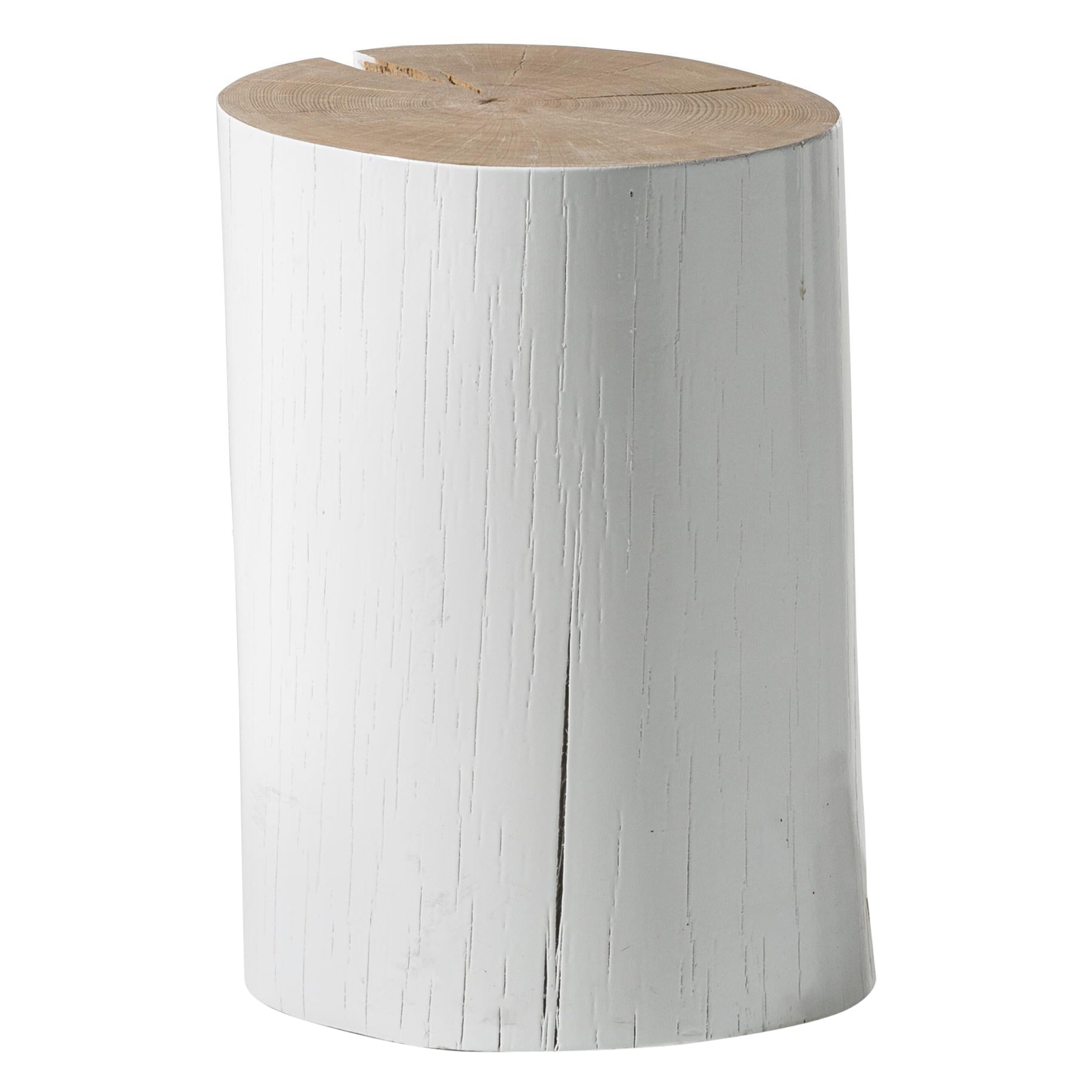 Gervasoni Small Log Sections of Beech Trunk Side Table in White by Paola Navone For Sale