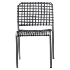 Gervasoni Allu 223 I Chair in Aluminium Frame and Woven with Grey Rawhide