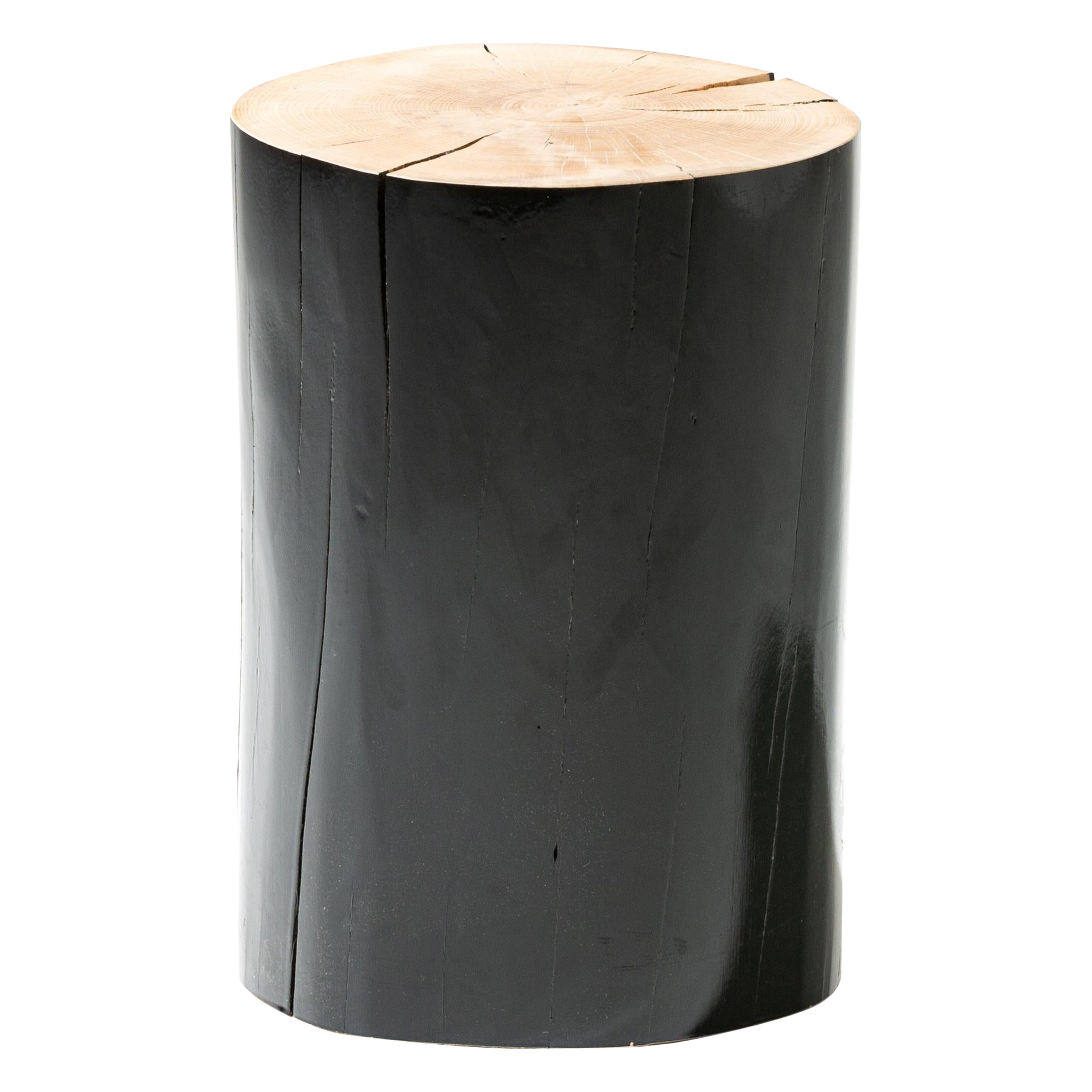 Gervasoni Small Log Sections of Beech Trunk Side Table in Black by Paola Navone For Sale