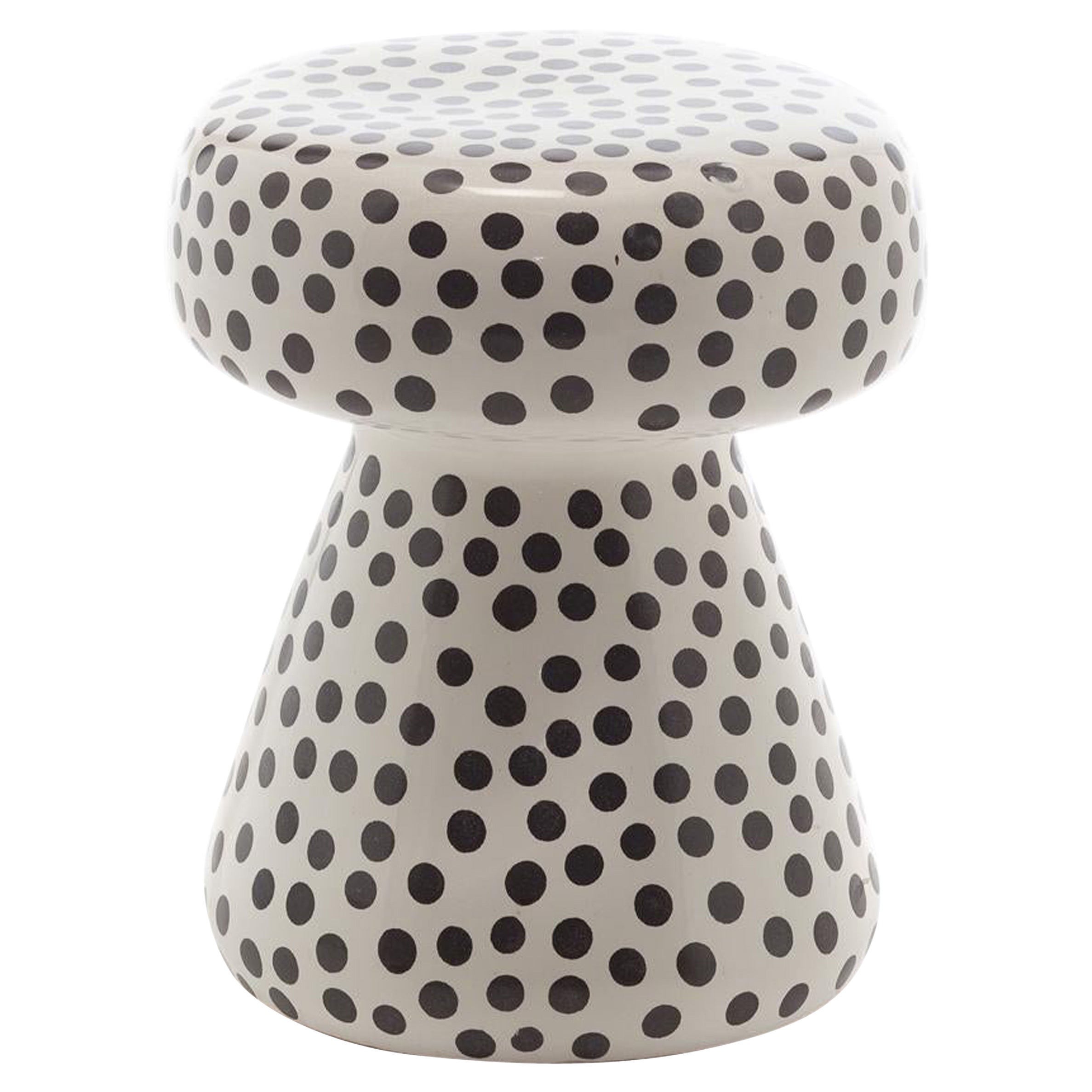 Gervasoni Inout Side Table in White Ceramic with Black Dots by Paola Navone