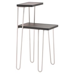 Gervasoni Night Table in Black Lacquer Top with White Steel by Paola Navone