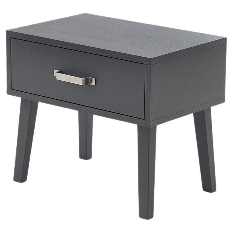 Gervasoni Night Table in Black Lacquer with Wooden Feet by Paola Navone For Sale