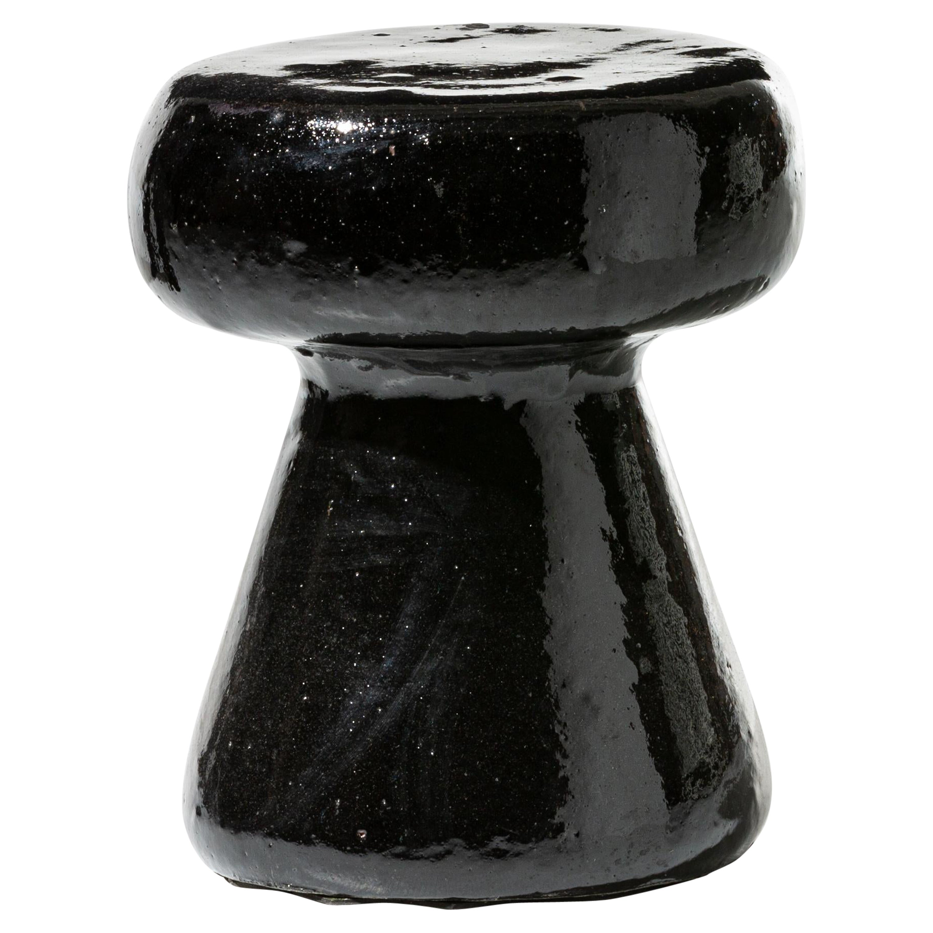 Gervasoni Inout Side Table in Black Ceramic by Paola Navone
