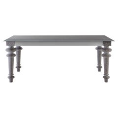 Gervasoni Gray 34 Table with Stone Base & Waxed Iron Plate Top by Paola Navone