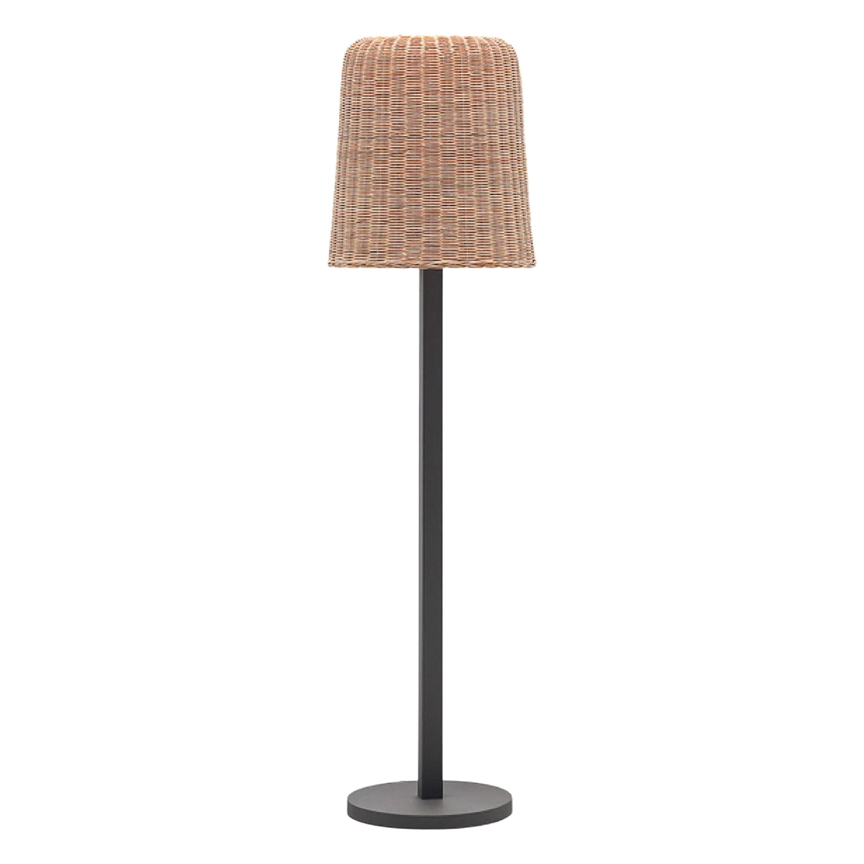 Gervasoni Floor Lamp in Black Lacquer with Rattan Core Shade by Paola Navone For Sale