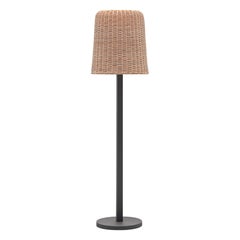 Gervasoni Floor Lamp in Black Lacquer with Rattan Core Shade by Paola Navone