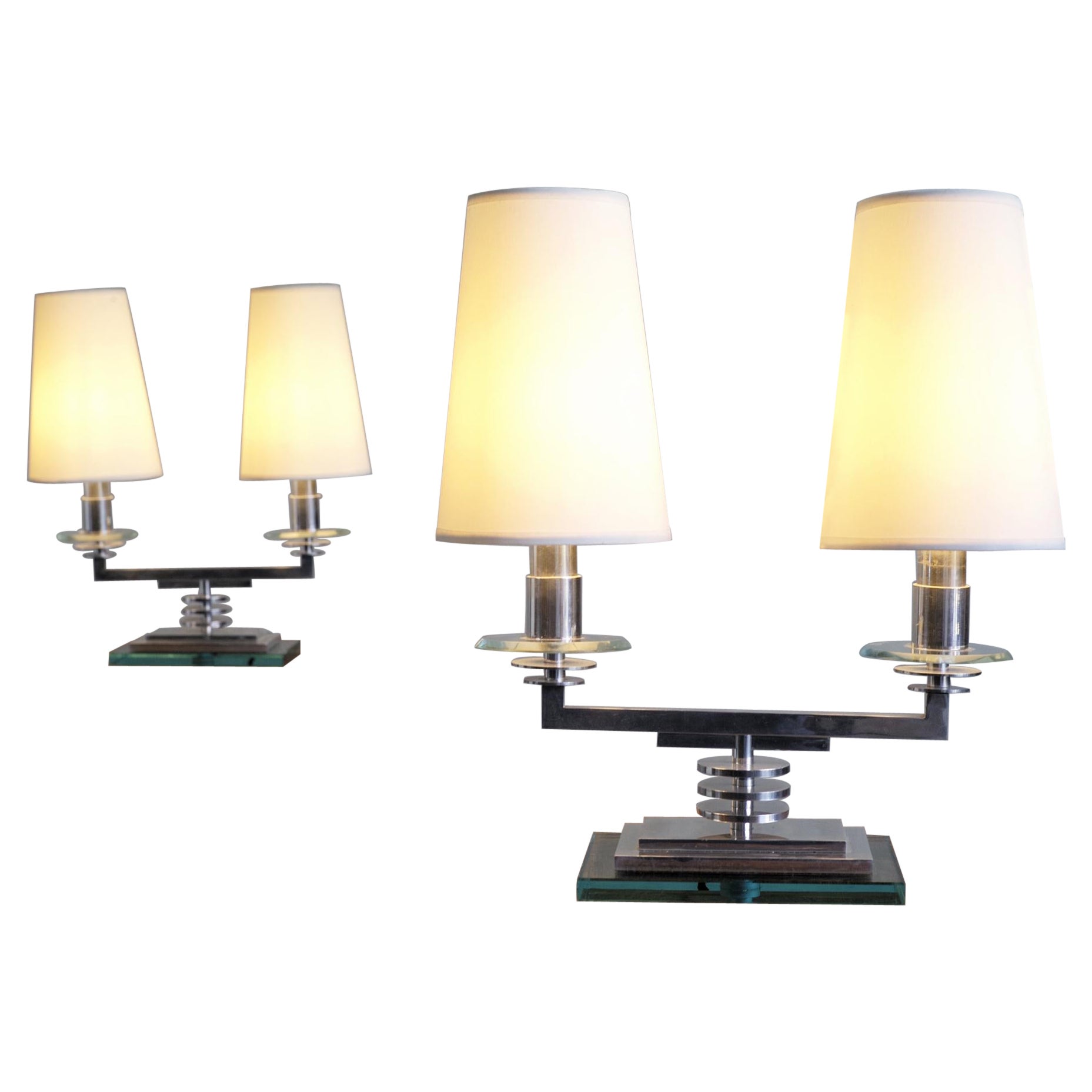 Pair of Modernist Chandelier Lamps For Sale