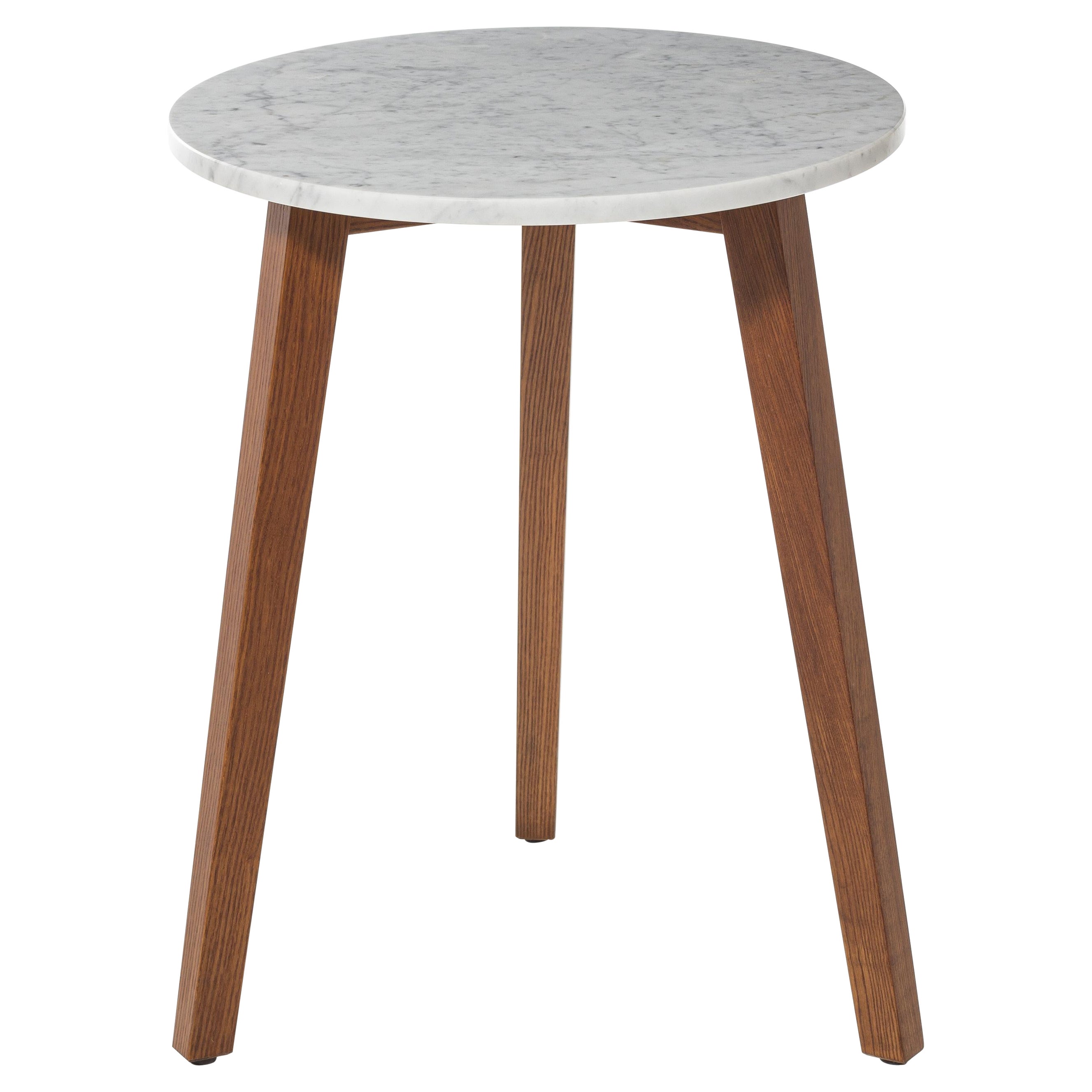 Gervasoni Large Inout Side Table in White Carrara Marble Top with Oiled Iroko For Sale
