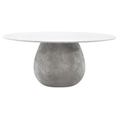 Gervasoni Large Inout Table in White Carrara Marble Top & Crackle Concrete Base